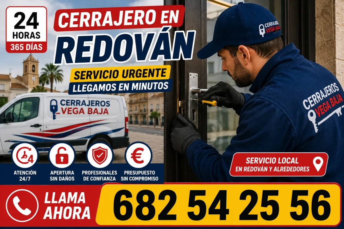 Cerrajero en Redován 24 horas realizando apertura de puerta sin daños con servicio urgente y atención inmediata.